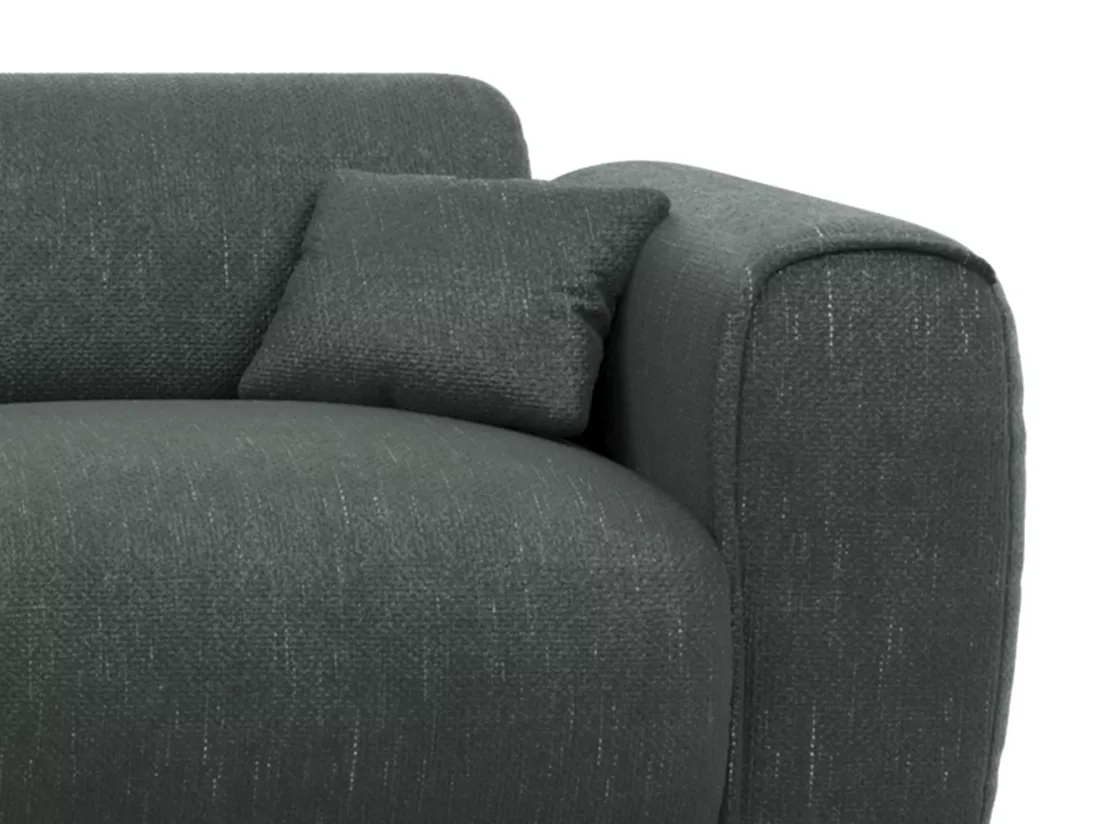 Grand canapé d'angle gauche en tissu texturé vert de gris POGNIA