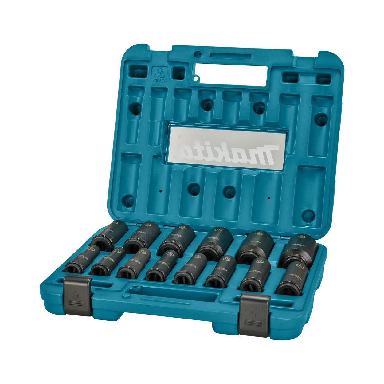 Makita E-16586 Impact Black Krachtdoppenset 81,5mm 10-32mm in Cassette - 14-delig