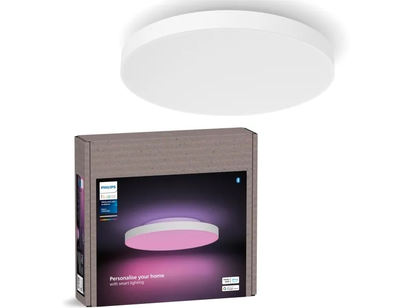 Philips Hue White and Color Ambiance Datura - Loftslyspanel - LED - 48 W - klasse G - 16 millioner farver/varmt til køligt hvidt lys - 2000-6500 K - round small - hvid