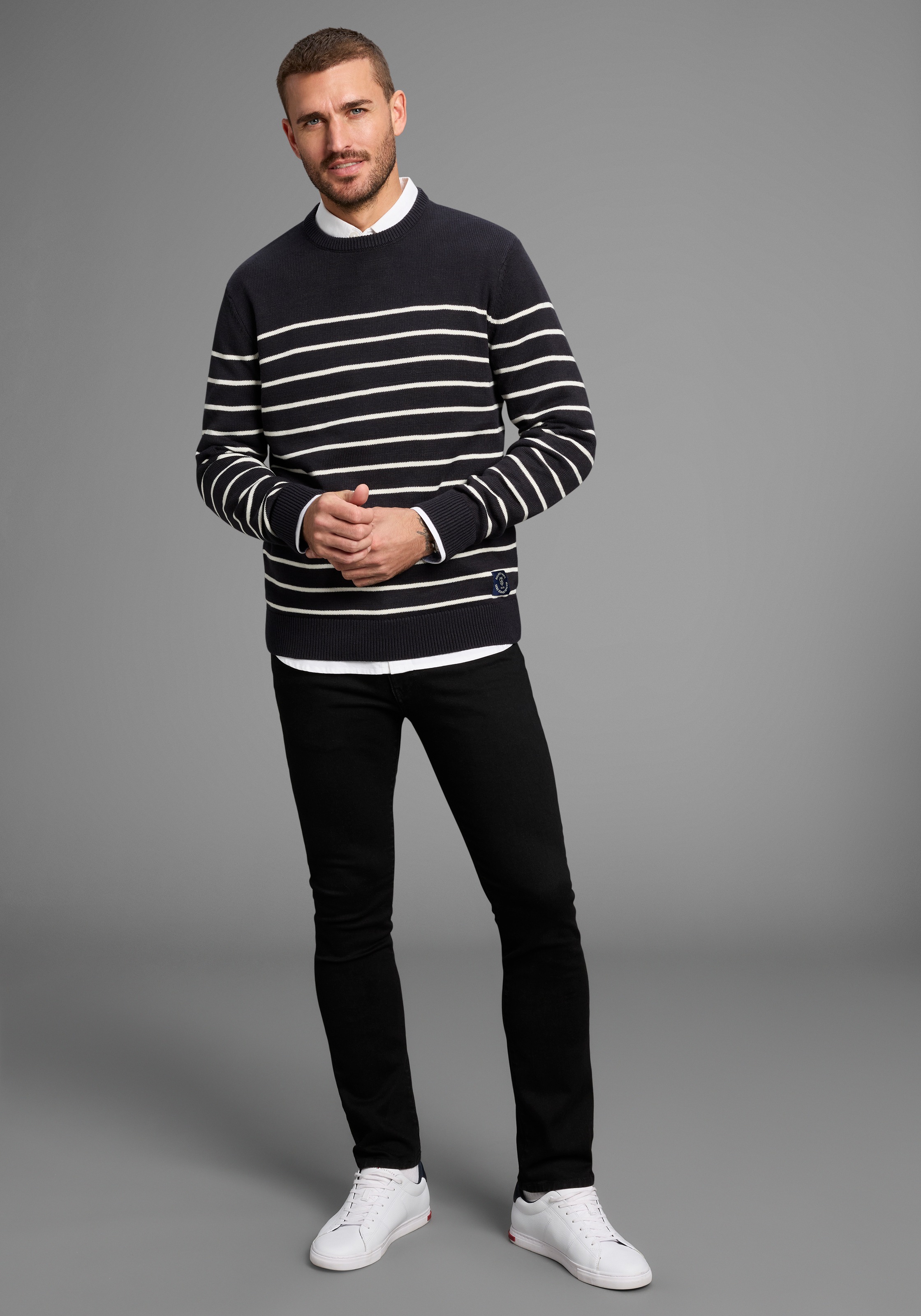 DELMAO Streifenpullover »Bis Grösse 3 XL« im maritimen Stil - NEUE KOLLEKTION