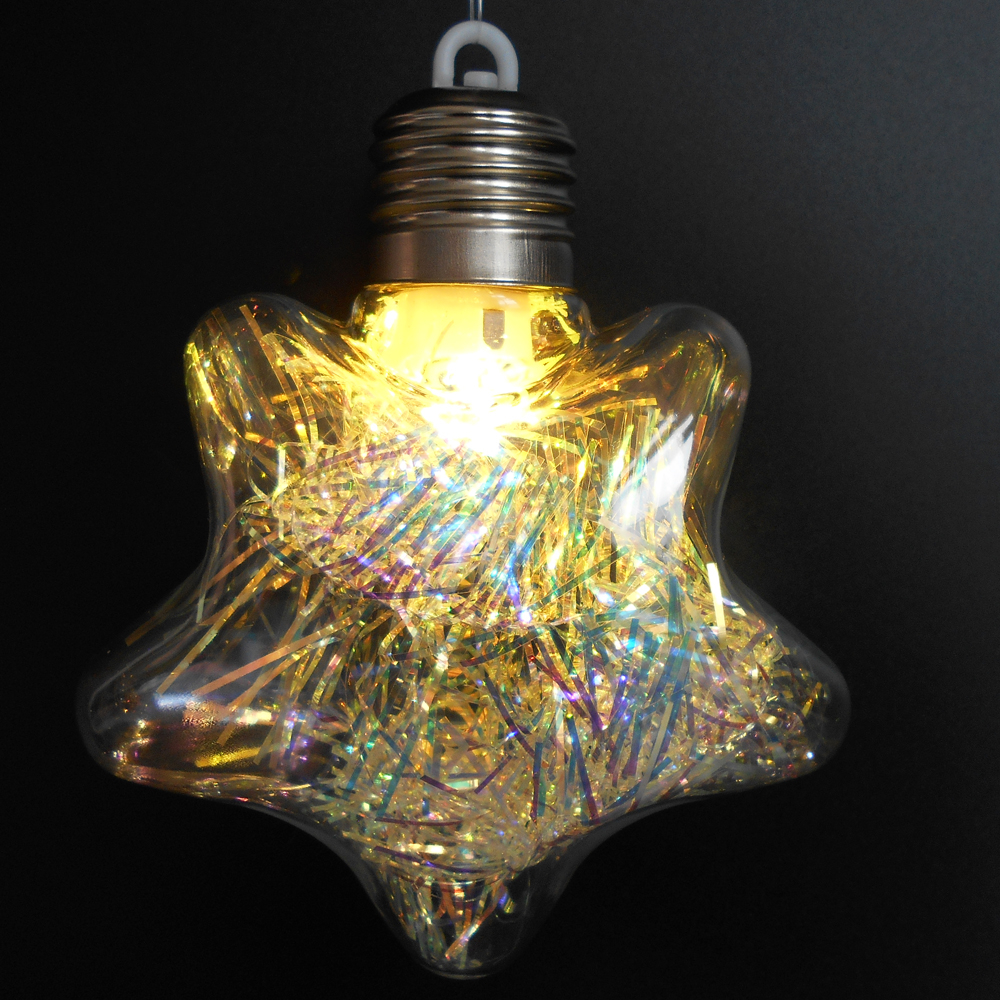 (6er Set) LED Christbaum Schmuck Gefüllte Lametta Weihnachtskugeln Tannenbaum Home Deko (inkl. Batterien) - Warmweiss
