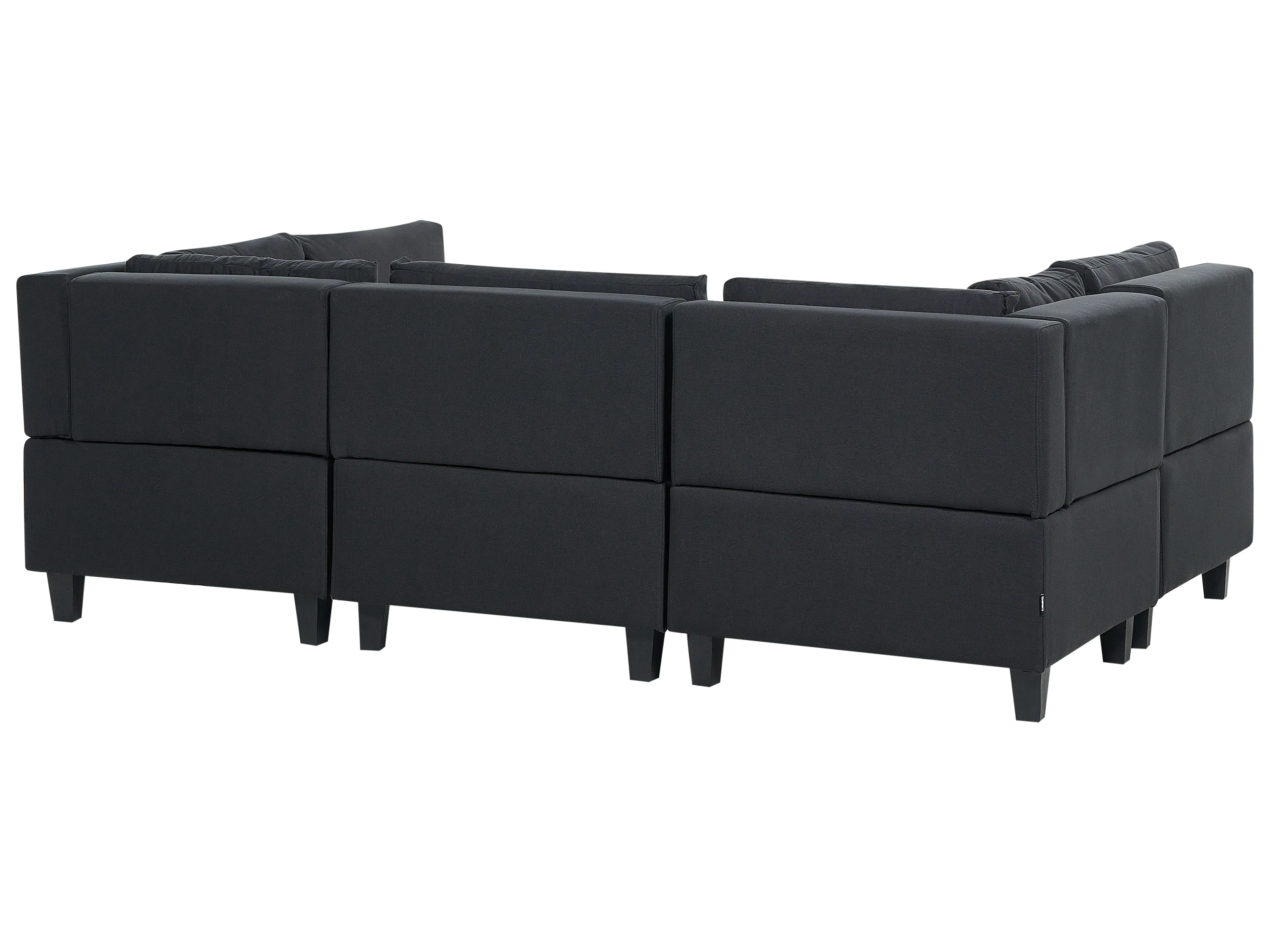 Modulaire U-vormige bank 5-zits UNSTAD Stof Zwart met ottomaan