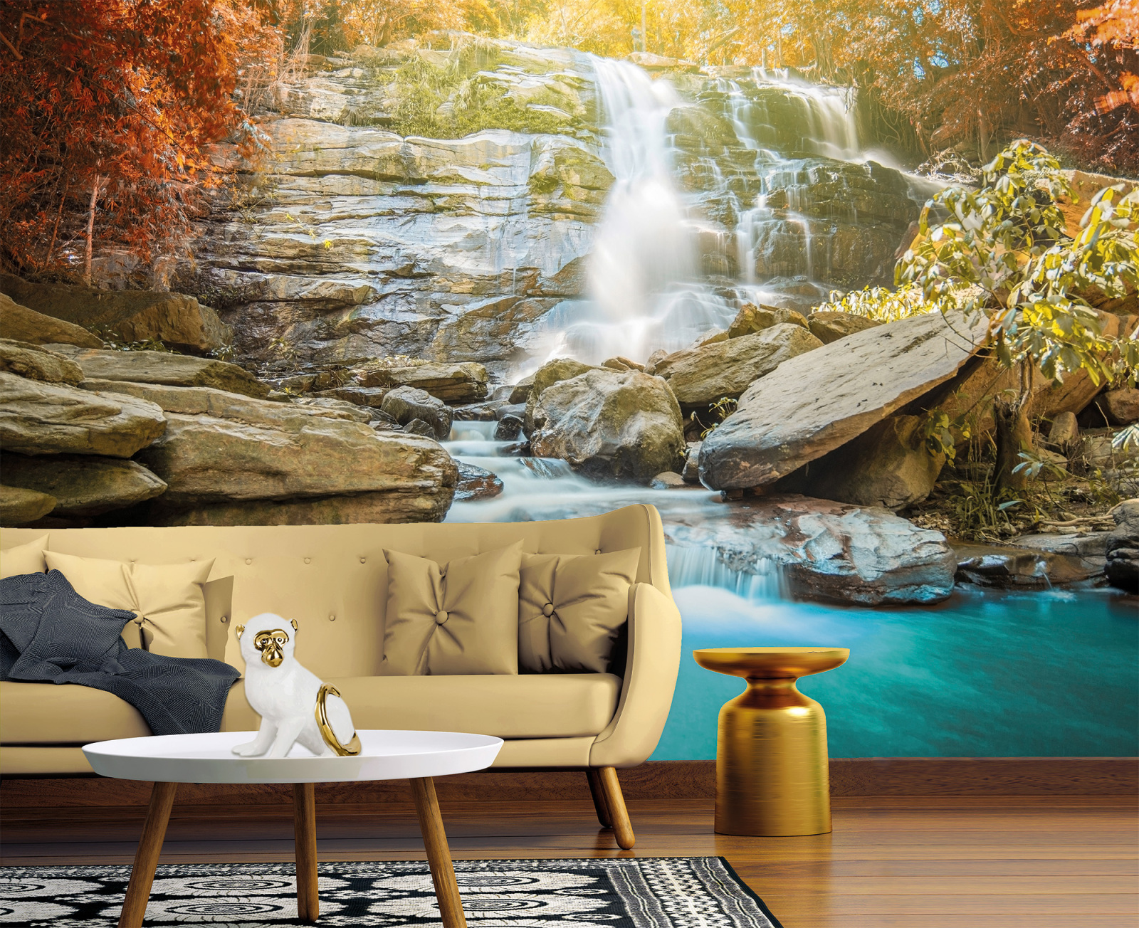 Fototapete DESIGNWALLS - blau-grau - Wasserfall - 2,55 Meter