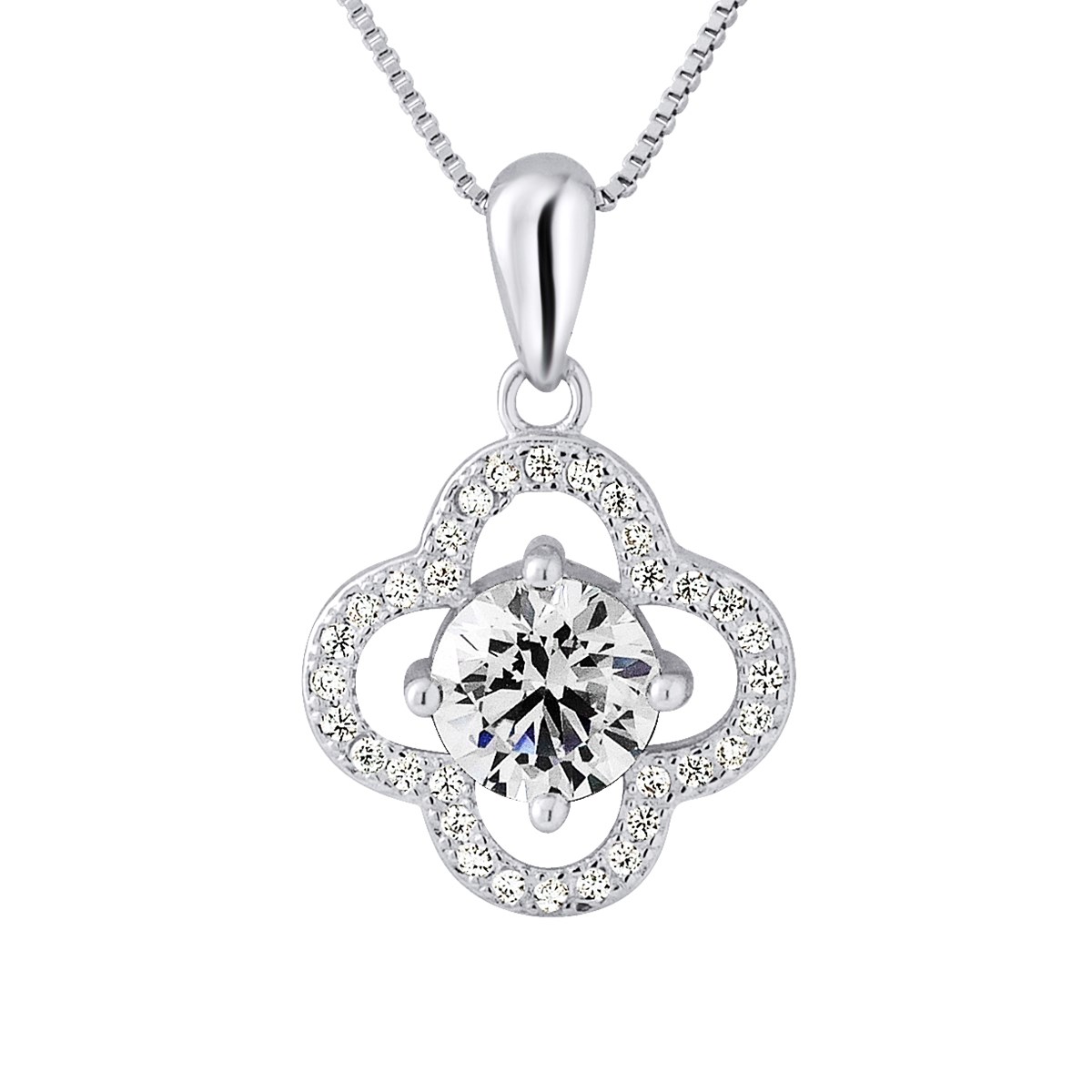Pendentif TREFLE - Oxydes de zirconium - Argent 925