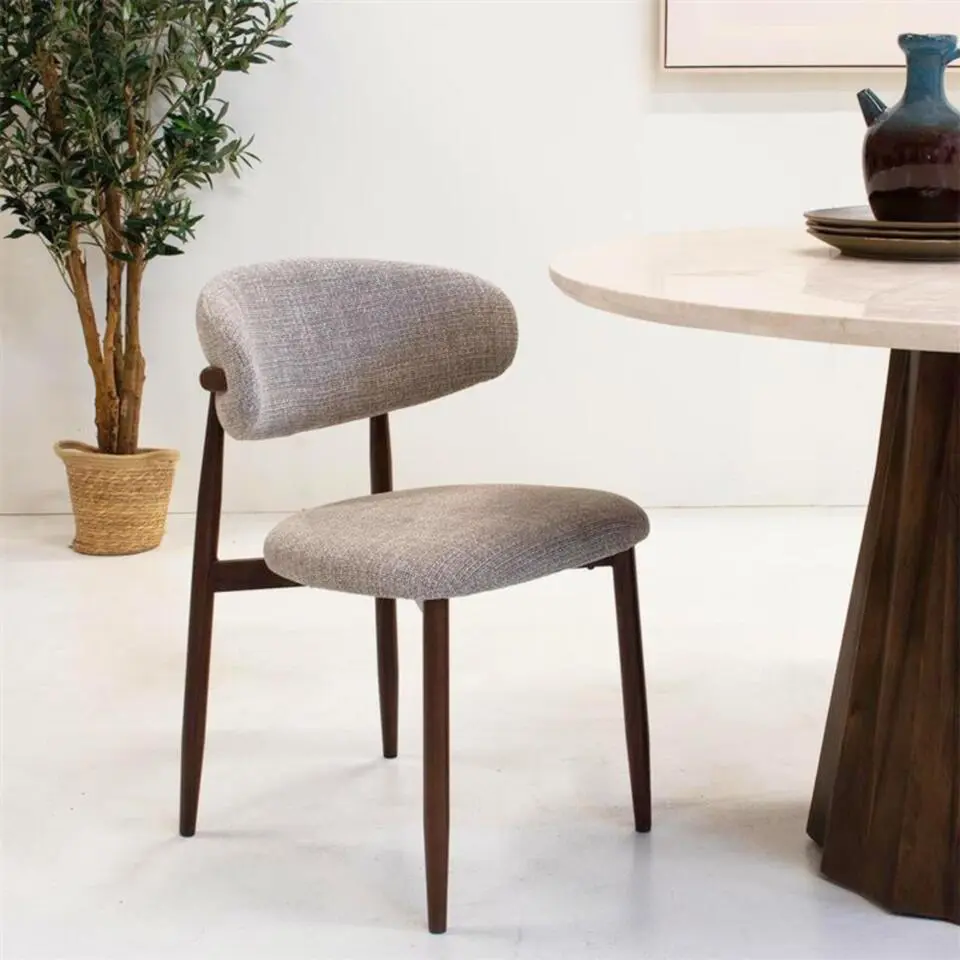 Eetkamerstoel - Taupe Stof - 54x52x78cm - Alexia - Set van 2