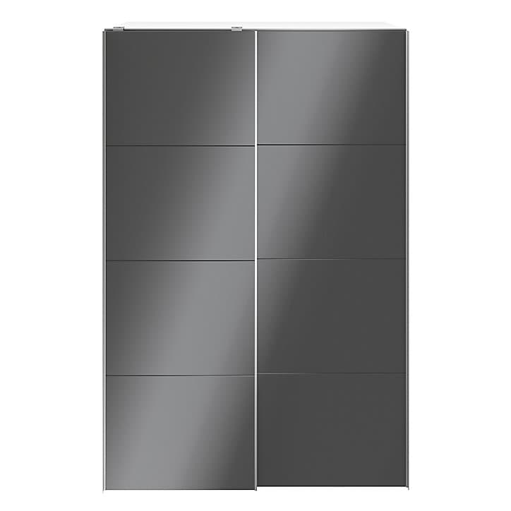 Armoire penderie portes coulissantes blanches et anthracite brillant GoodHome Atomia H. 225 x L. 150 x P. 63,5 cm