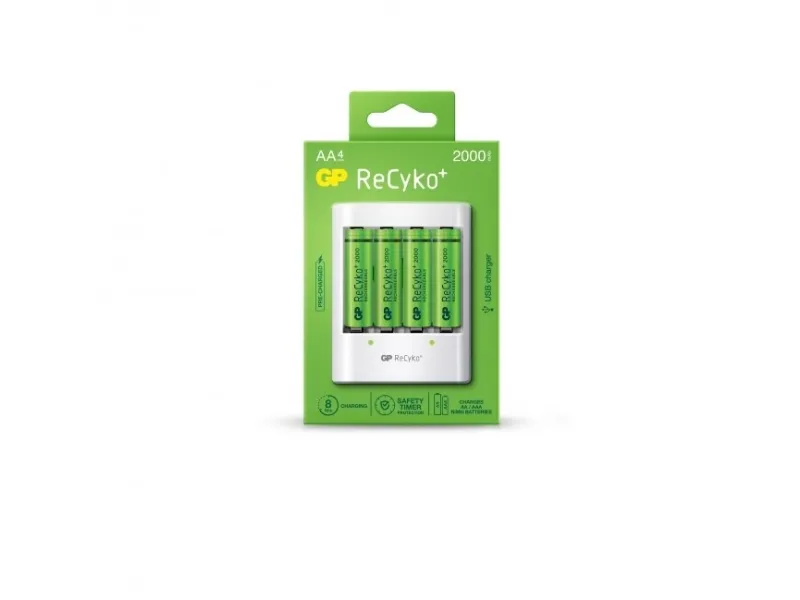 GP Batteries ReCyko  4 x AA Genopladelige Batterier 2000 mAh   Oplader