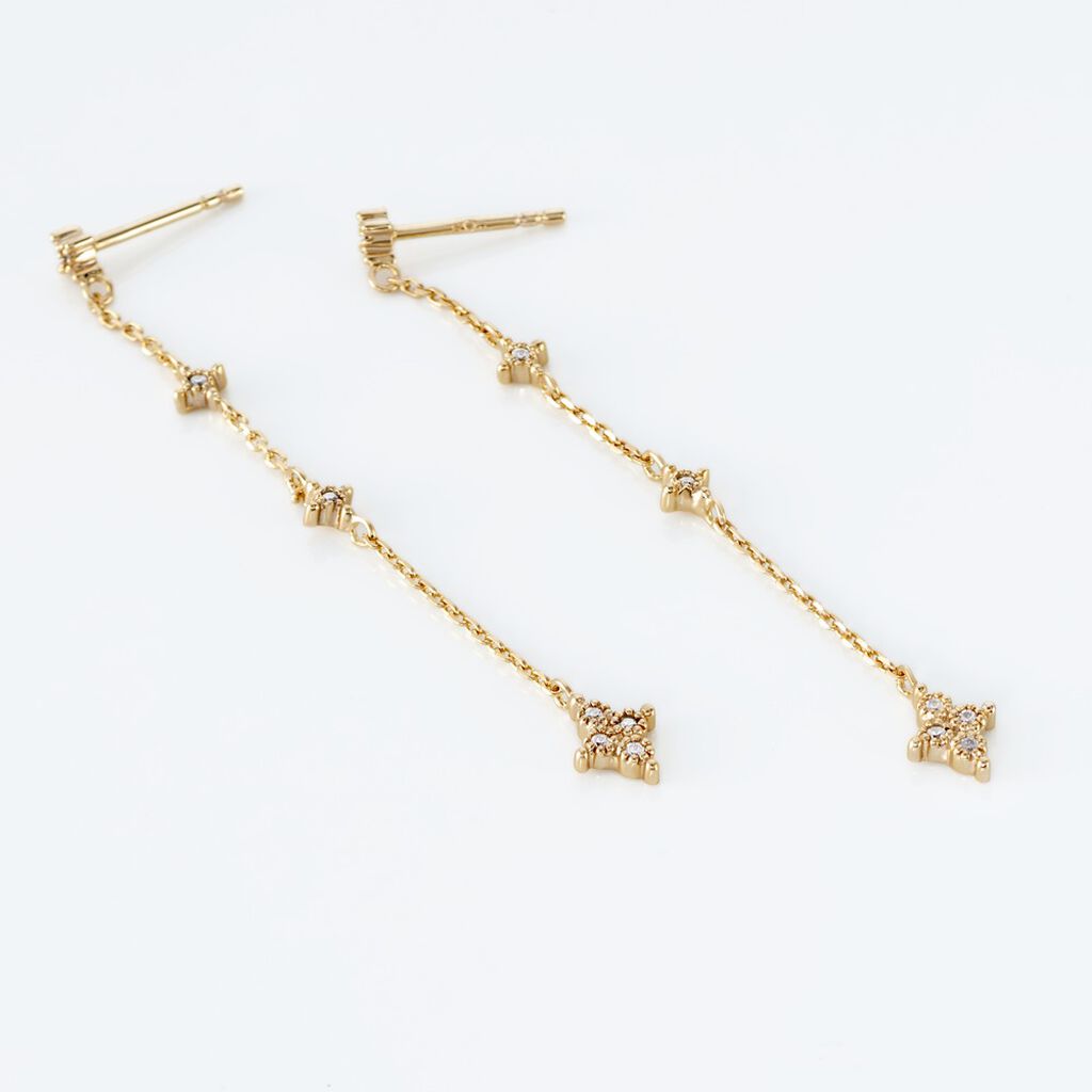 Boucles D'oreilles Pendantes Ziha Plaqué Or Jaune Oxyde De Zirconium