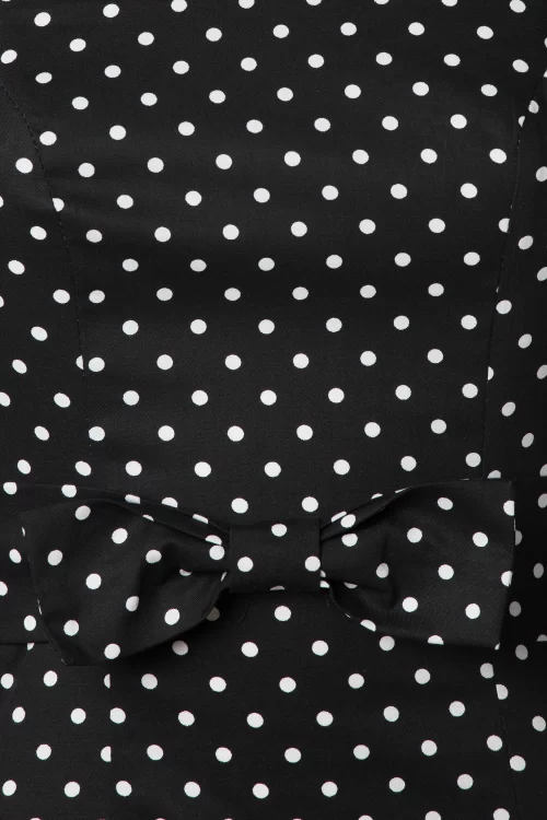 Hearts & Roses Phoebe polka dot pencil jurk in zwart en wit