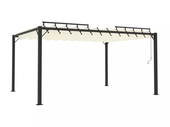 Tonnelle avec toit à persienne 3x4 m Crème Tissu et aluminium