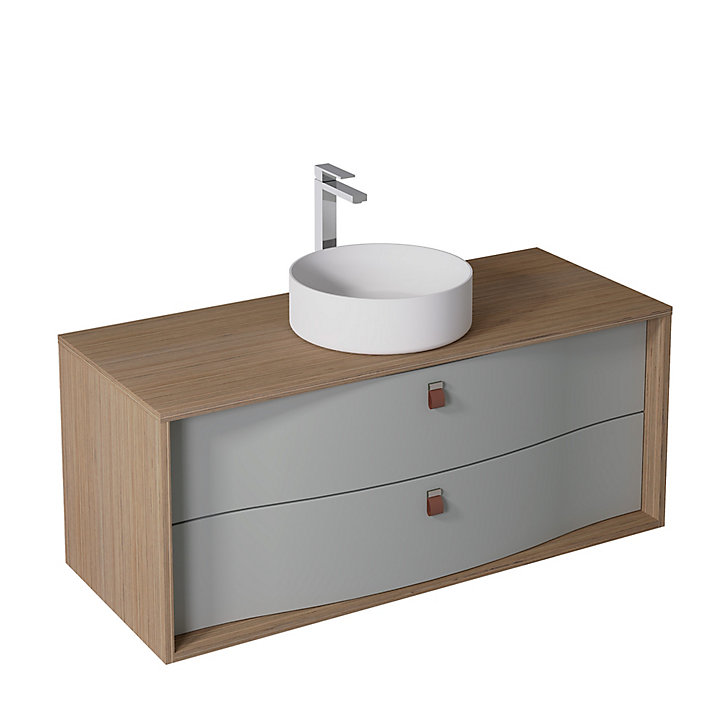 Meuble sous vasque à suspendre Havana grège mat 2 tiroirs 120 cm