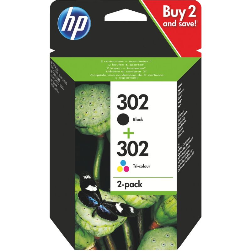 HP 302 Pack cartouche noire + cartouche couleurs pour imprimante jet d'encre
