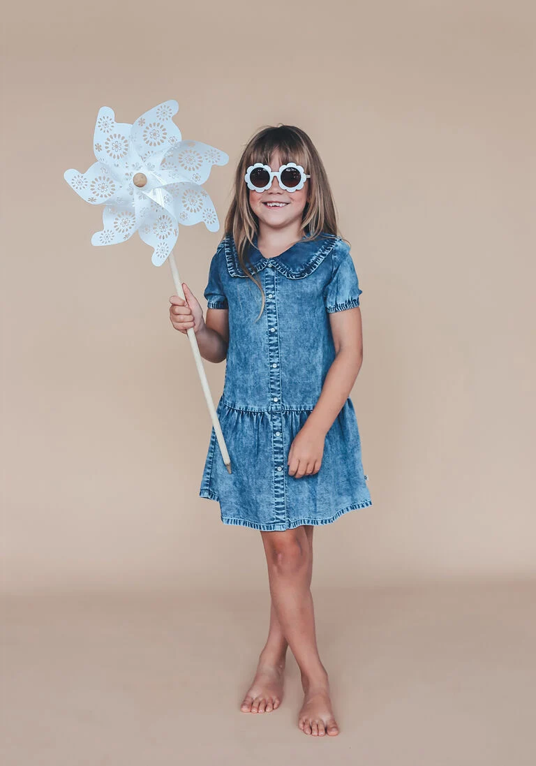 YOUR WISHES blauwe your wishes mini jurk kendall chambray