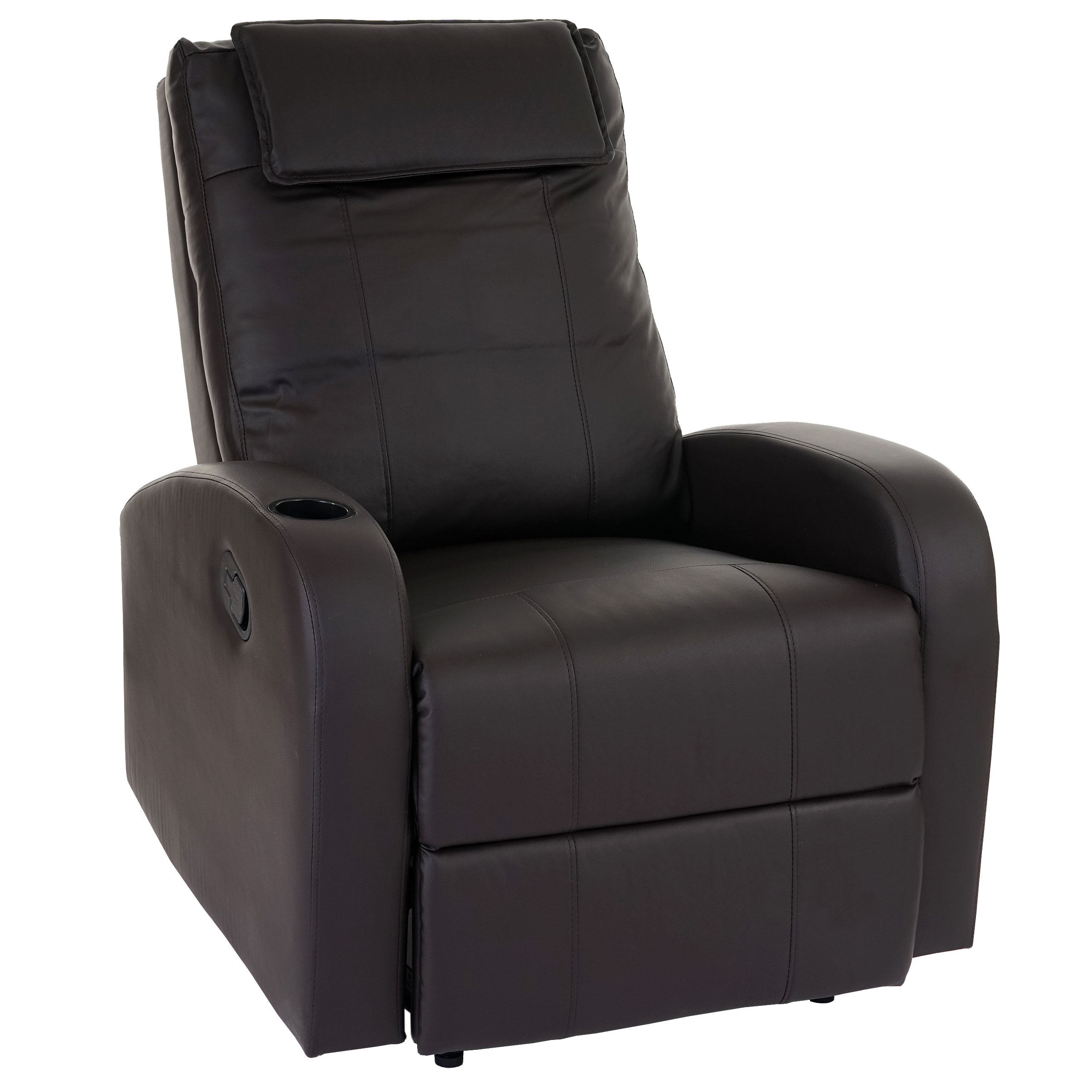 Fernsehsessel Brüssel, TV Sessel Relaxsessel Liegesessel, Kunstleder ~ schwarz