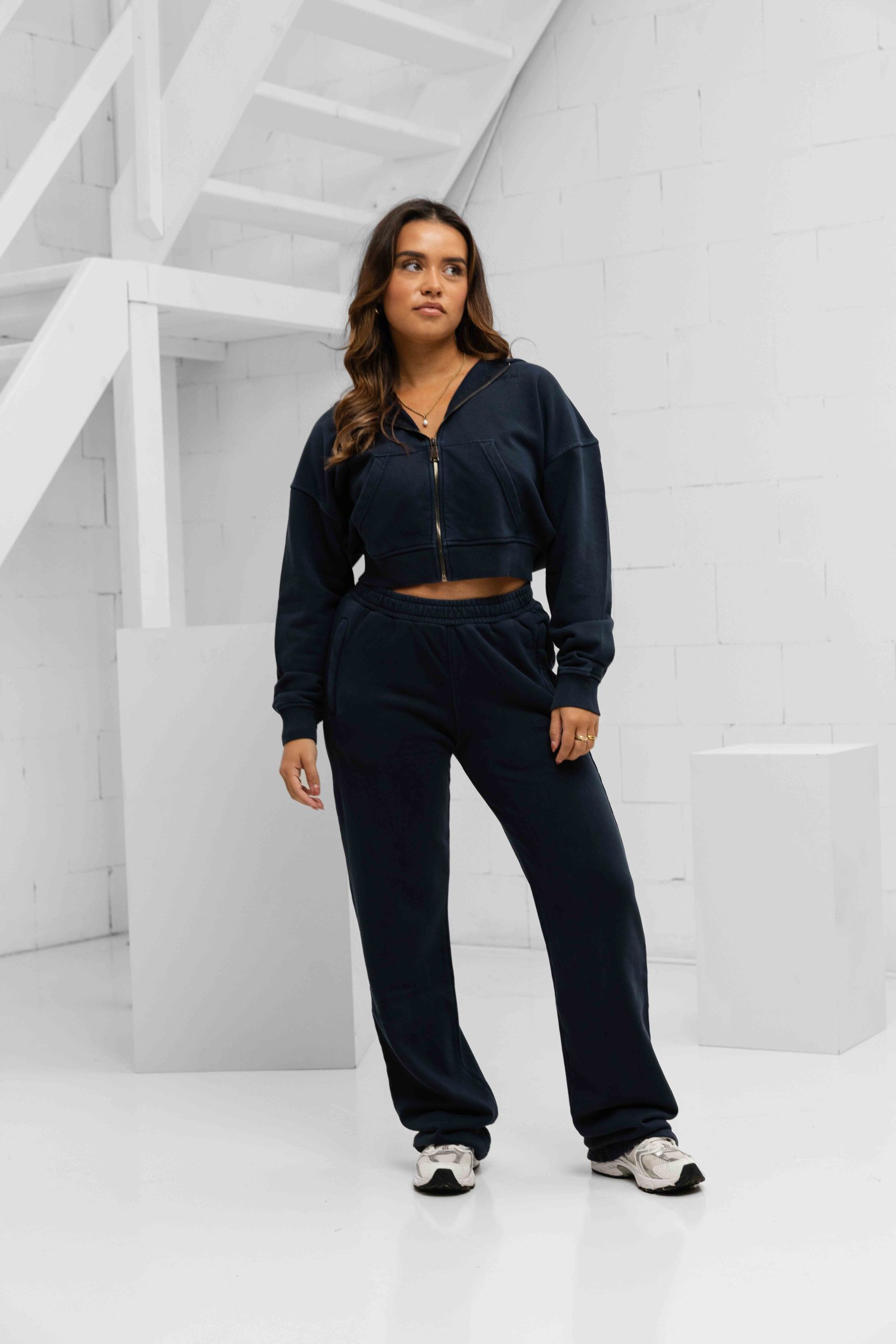 Malelions Cropped Zip Trainingspak Dames Donkerblauw