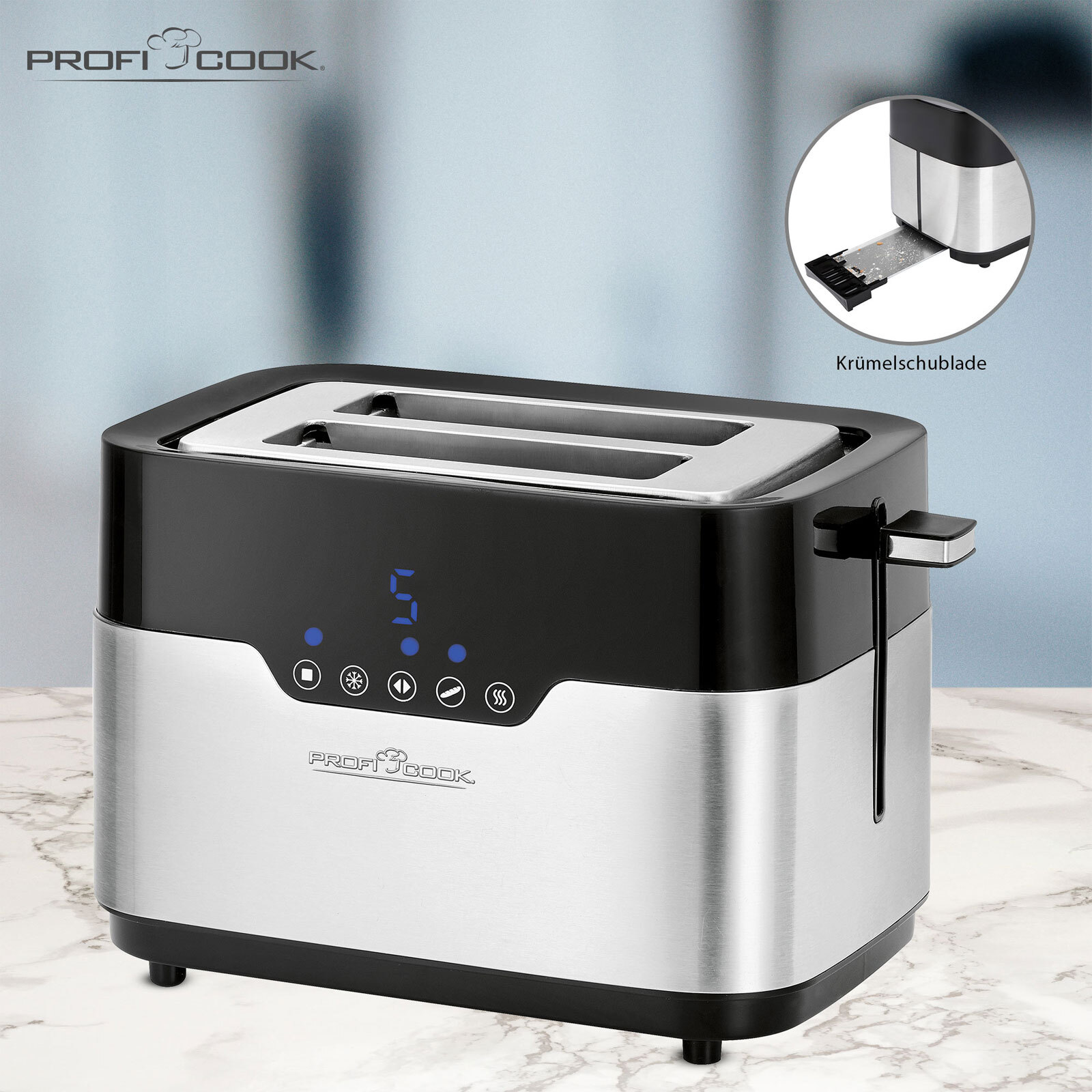 ProfiCook Toaster PC-TA 1170 Edelstahl Schwarz/Silber