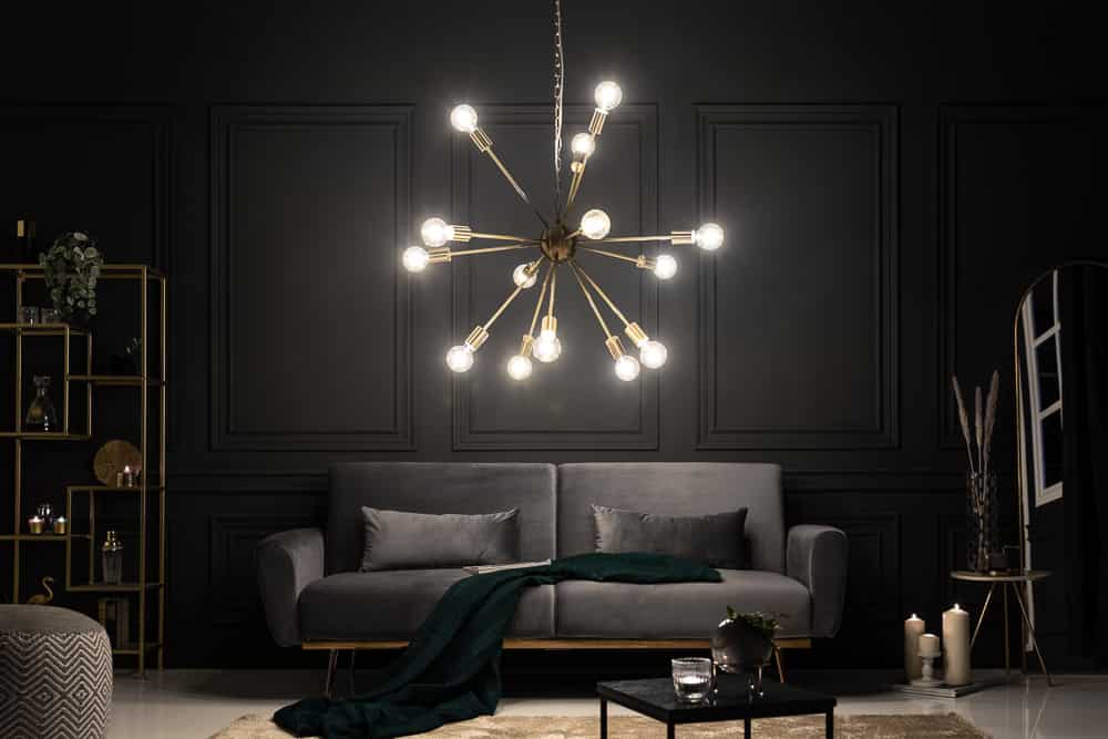 Elegante Hängelampe SPUTNIK 87cm gold mit 14 Leuchtarmen