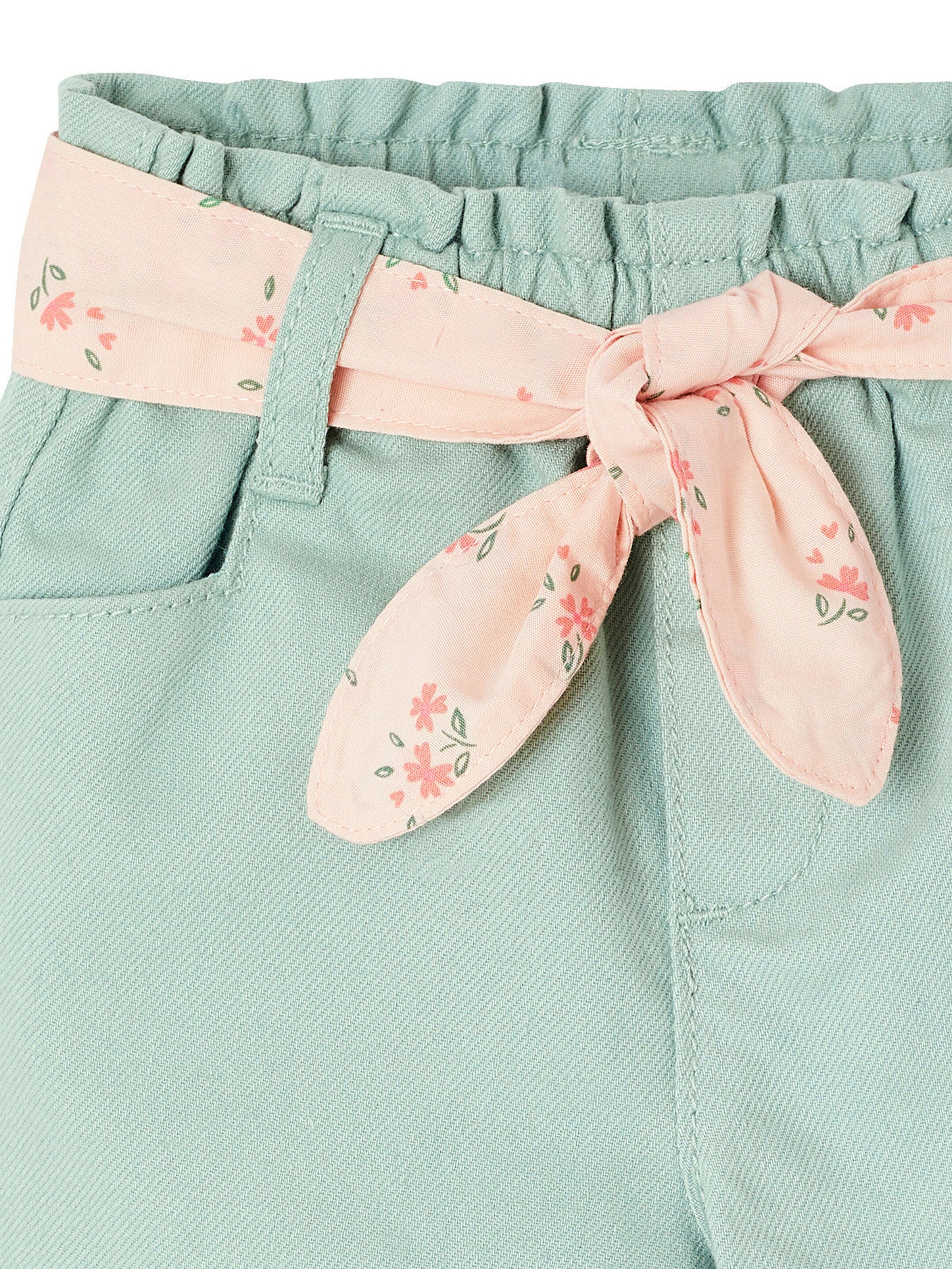 Vertbaudet Weite Baby Hose mit Bindegürtel graublau