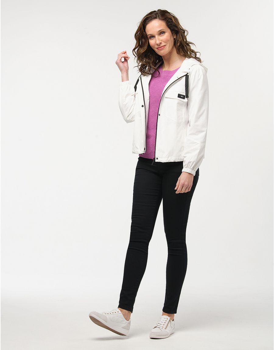 Blouson blanc à capuche