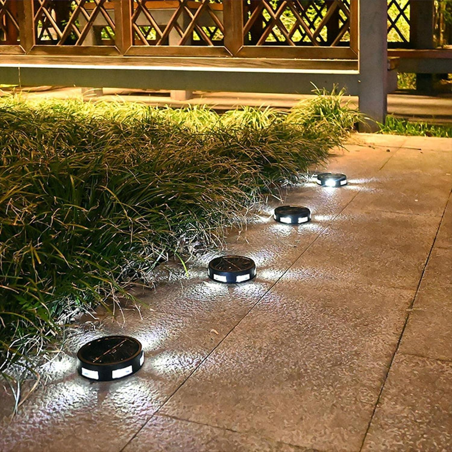 (4er Set) 6 LED's Solar Lampe Outdoor Gartenleuchte Wegbeleuchtung mit Dämmerungssensor (IP44)   Erdspiess - Kaltweiss