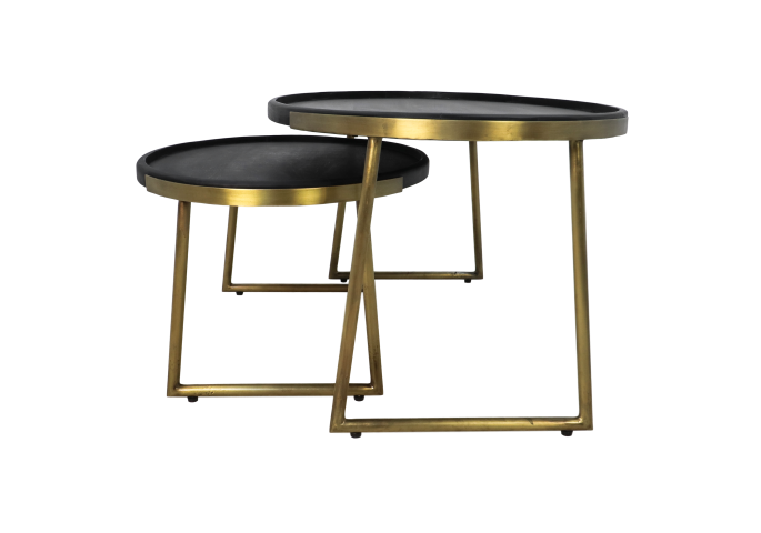 Salontafel Ovaal (set van 2) Zwart/Goud