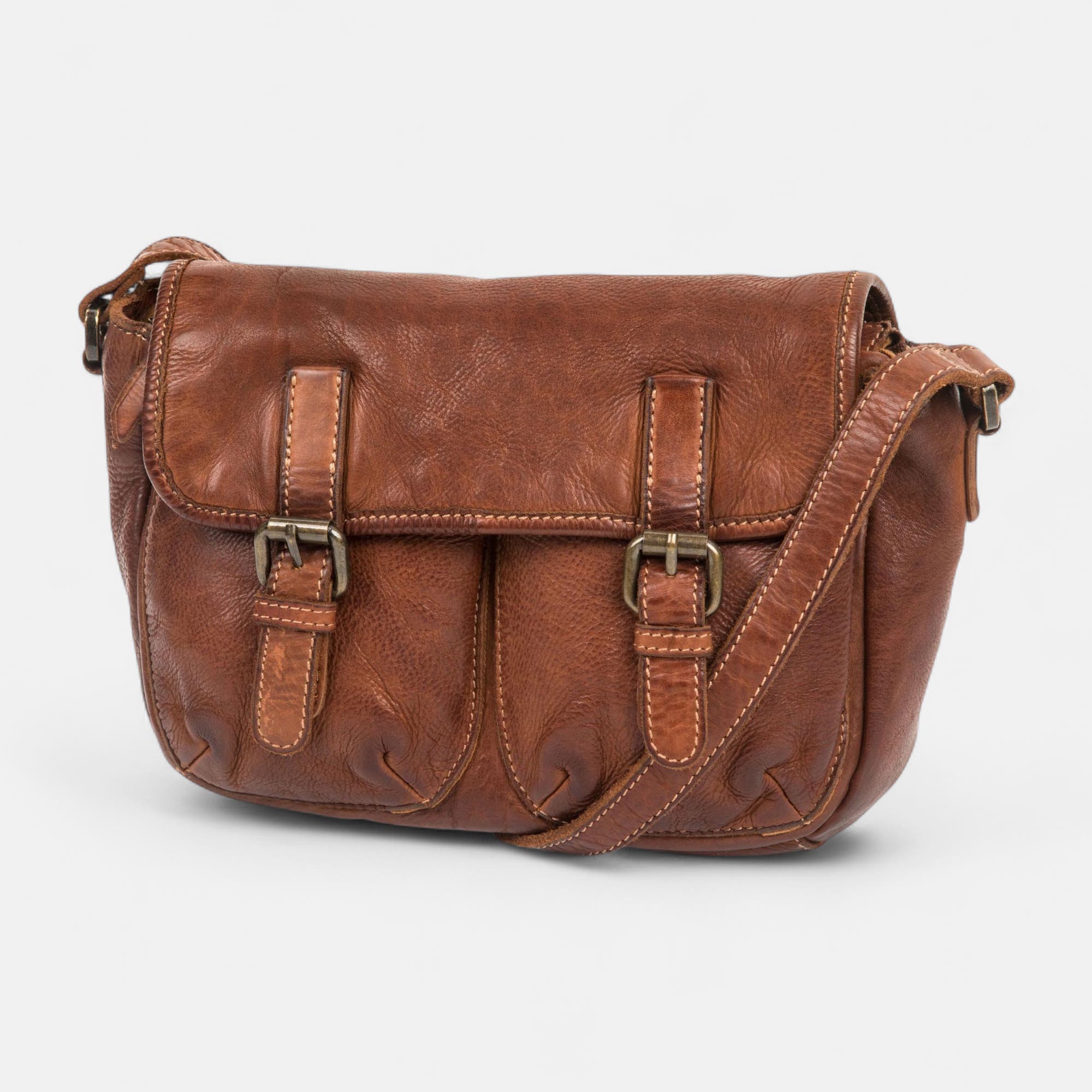 Sac bandoulière en cuir cognac