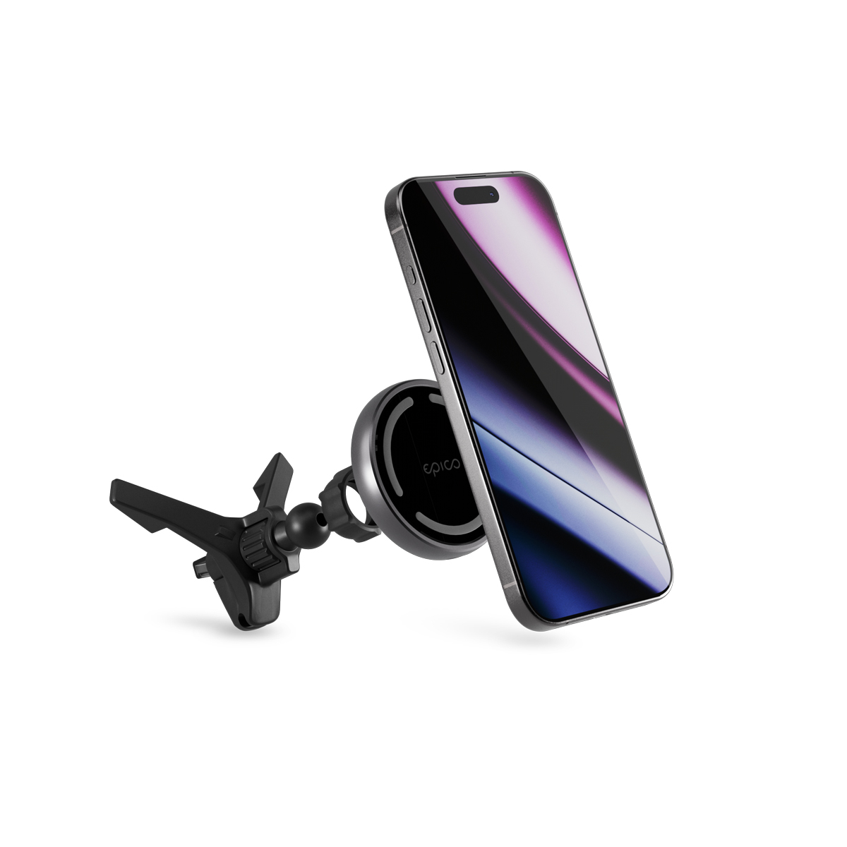 (15W) MagSafe Auto KFZ Ladegerät Qi Wireless Charger Ladestation (9915111300034) - Space Gray (Grau)