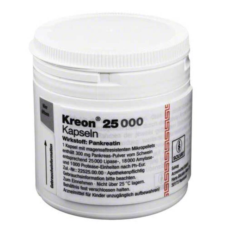 Kreon 25.000 Hartkapseln mit magensaftresistent überzogene Pellets, 100 St