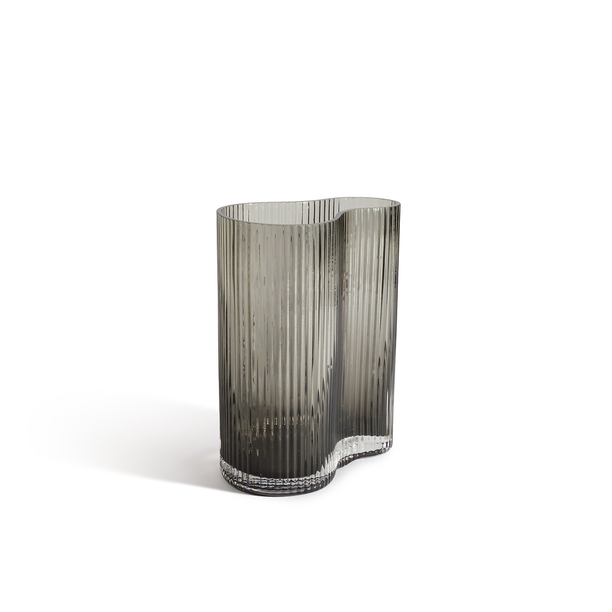 LA REDOUTE INTERIEURS<br>Vaso em vidro fumê canelado, 21 cm de altura, Anija