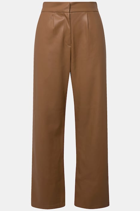 Weite Hose, High Waist, weites Bein, Lederoptik