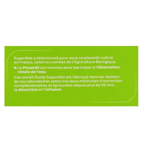 Superdiet Pissenlit Elimination Bio 20 ampoules