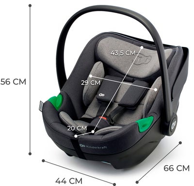Kinderkraft I-CARE i-Size Babybilstol, Cool Grey
