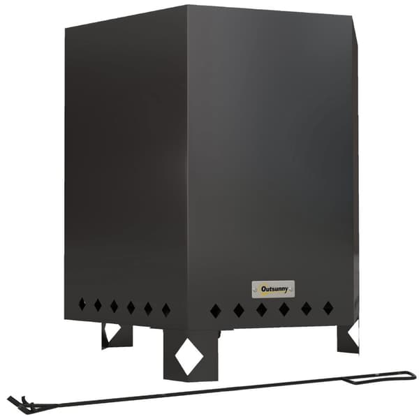 Smokeless Bord Brann Brannkurv Metall Svart Poker Hage Camping Patio