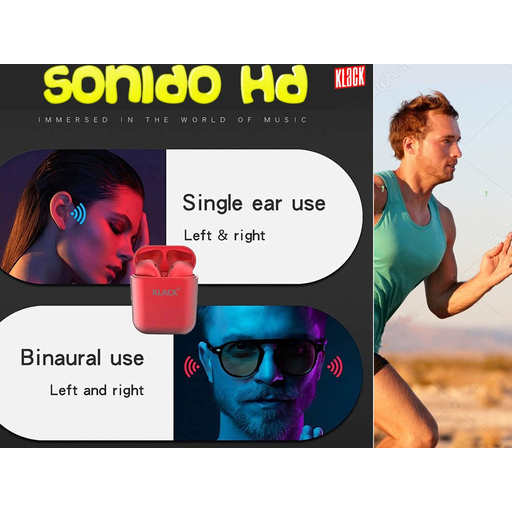 Fones de ouvido sem fio Klack Bluetooth 5.0 compatíveis com iPhone, Xiaomi, Samsung e Huawei.