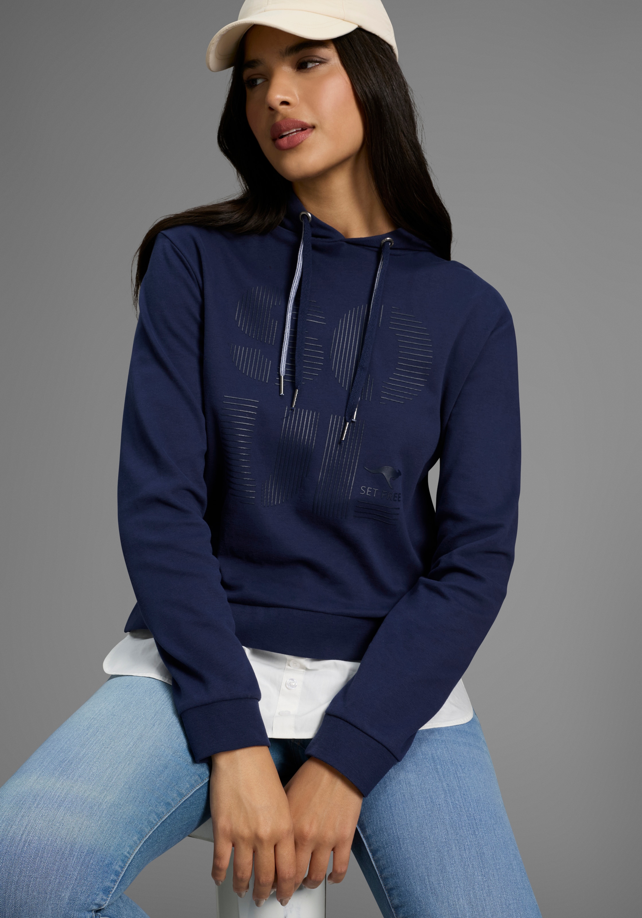 KangaROOS Kapuzensweatshirt , mit angenähtem Blusensaum