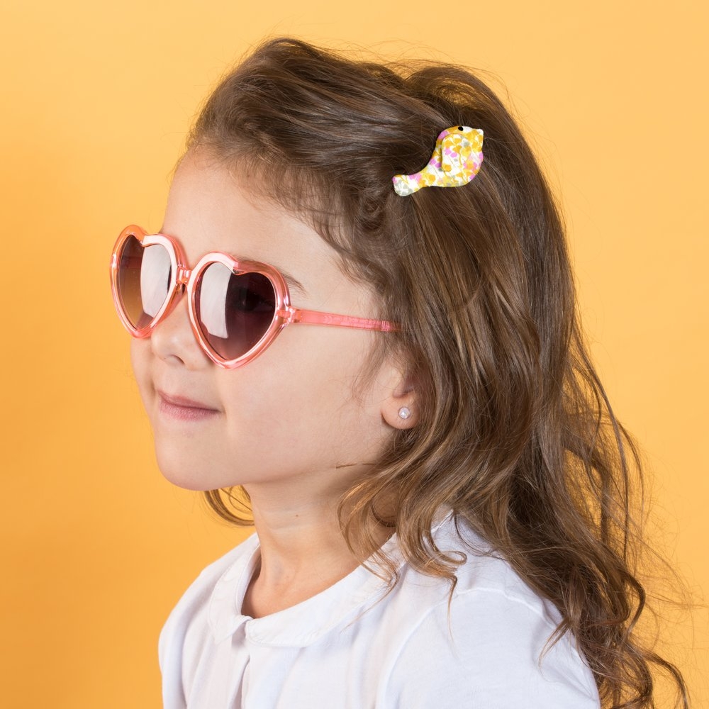 Barrette Mésange Mimosa Jaune Rose