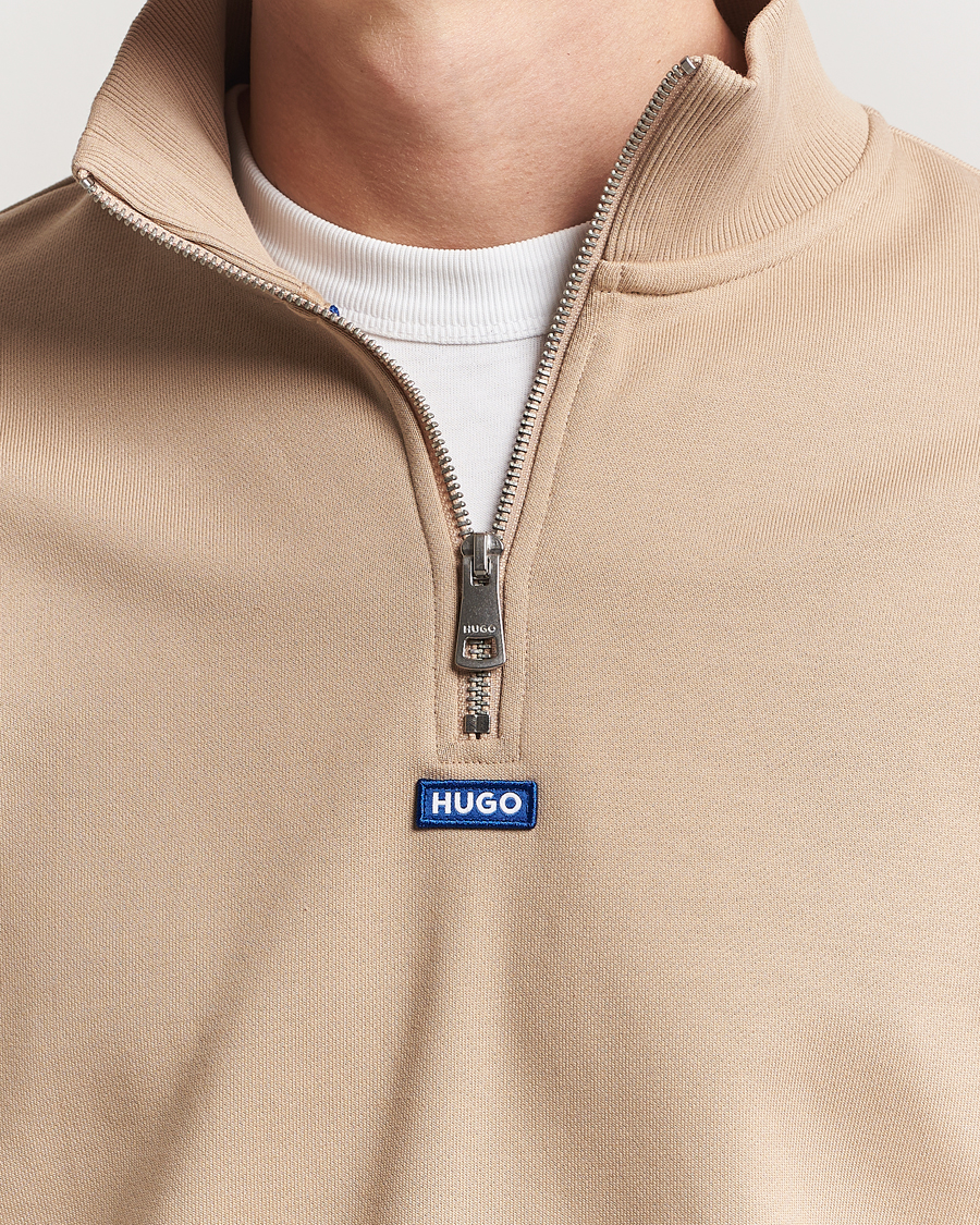HUGO Neeler Half Zip Sweatshirt Medium Beige