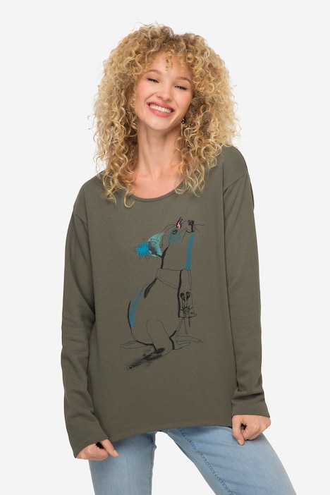 Sweatshirt, Robben-Print, Rundhals, Langarm
