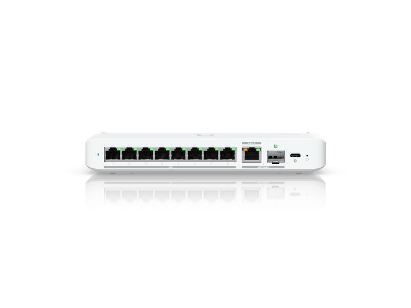 Ubiquiti Switch UniFi Flex 2.5G 9 Port Kompakter 8-Port 2.5-GbE-Switch mit 10-GbE-RJ45/SFP -Uplink und flexibler Stromversorgung über USB-C oder PoE
