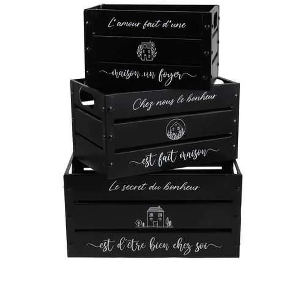 Urban Living Lot caisses métal décorées Noir (3 pcs)