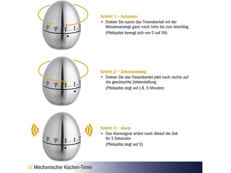 TFA Dostmann Küchentimer Ei Gold Timer für die Küche in Ei Design