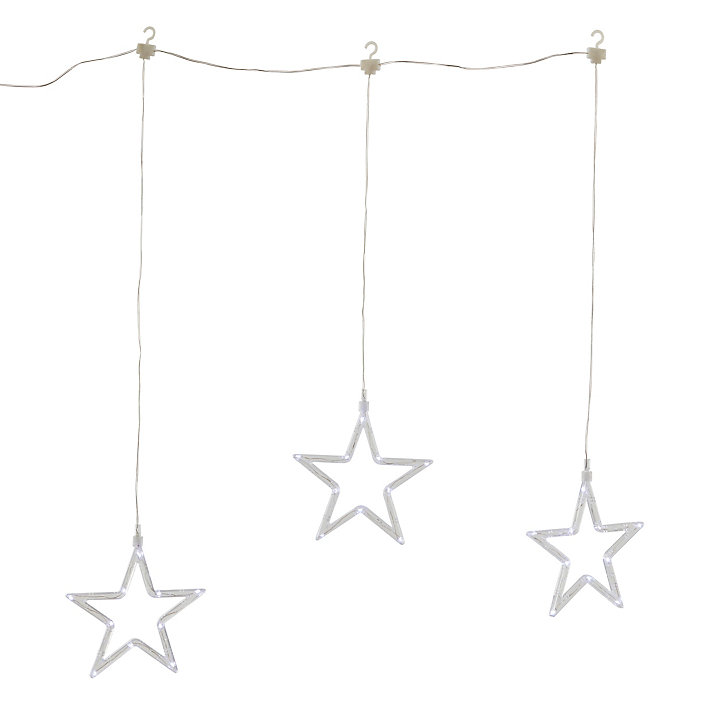 Guirlande lumineuse LED intérieure blanc froid câble transparent 1,6 m décor étoile