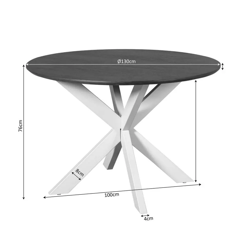 Eettafel Deens Ovaal Bruin/Zand - 130x130x76cm - Madison