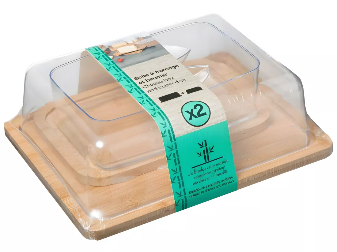 Boite Fromage +Beurrier Bambou Naturel - FIVE
