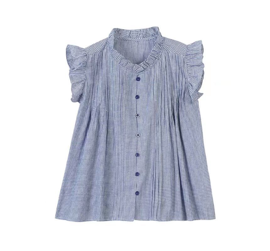 monroll - Mouwloze blouse met gerimpelde ruit