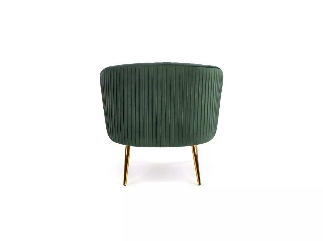 Fauteuil cabriolet vert en velours avec pieds en acier doré Power