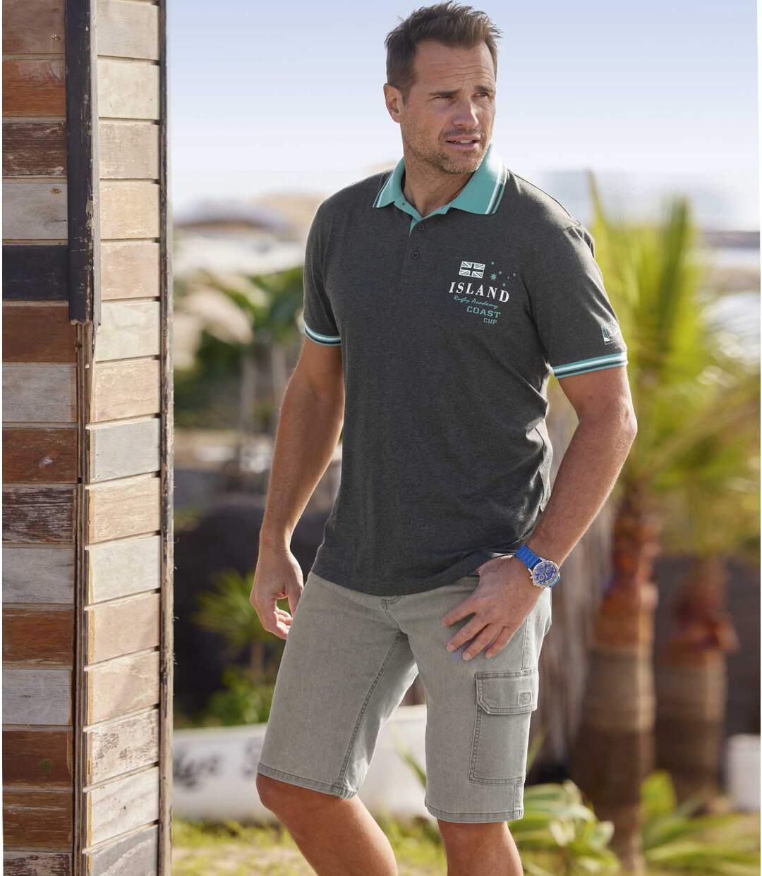 Bermuda Cargo en Jean Stretch Gris
