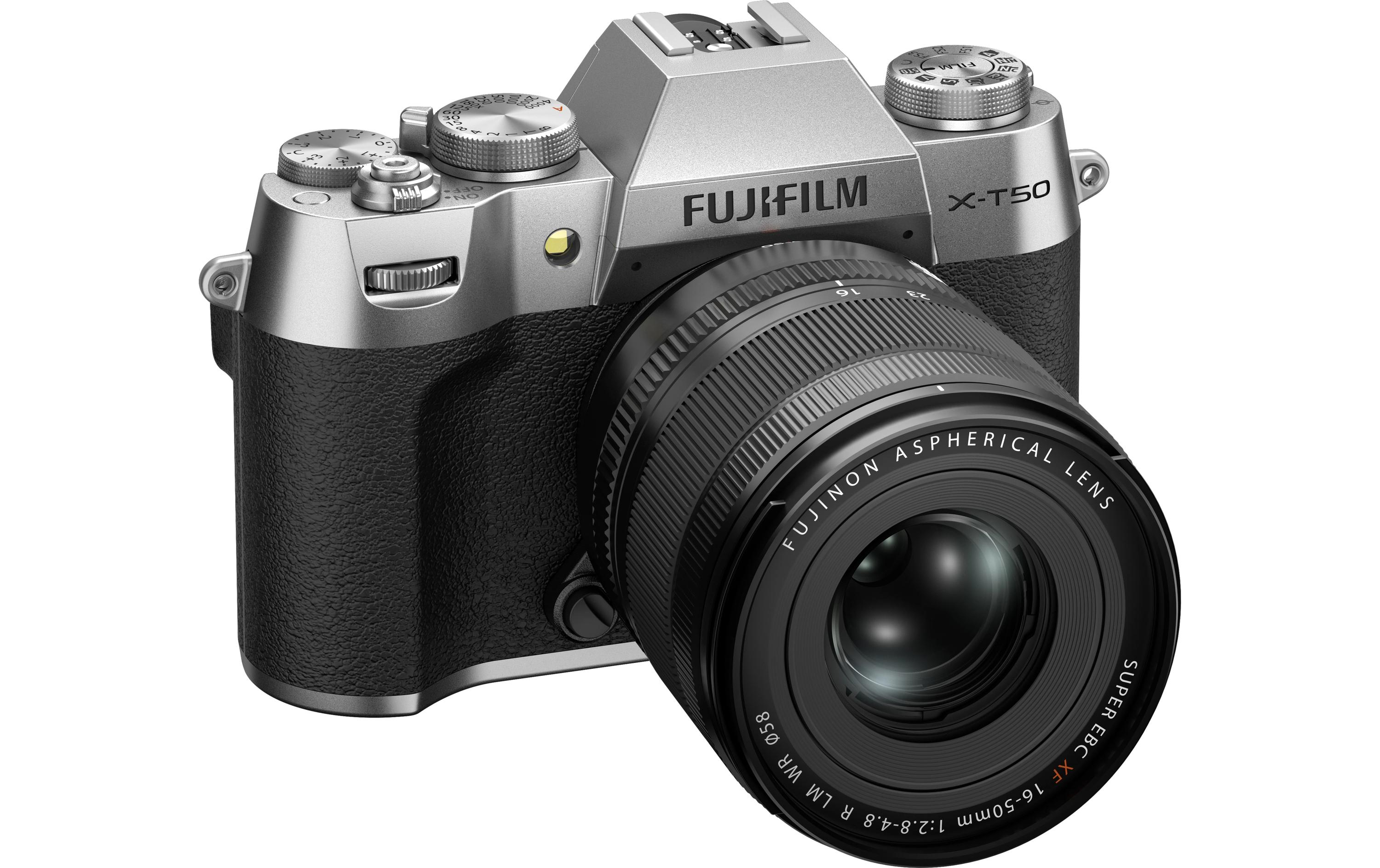 Fotokamera X-T50 Silver Kit XF 16-50mm<br>Kompakte Systemkamera mit 40.2-Megapixel-Sensor, 6.2K-Video und Filmsimulations-Einstellrad