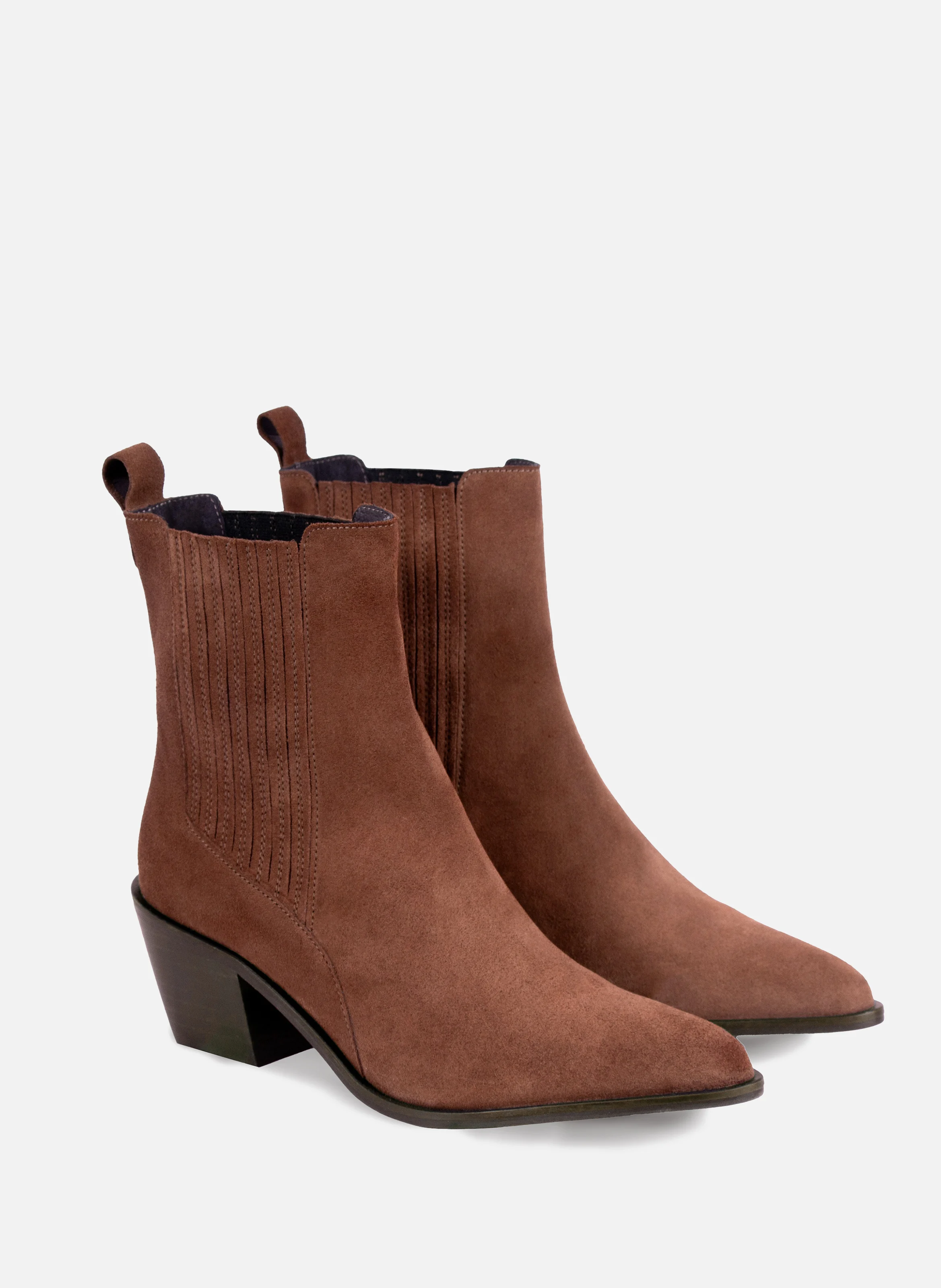 Bottines santiag cuir daim | Marron