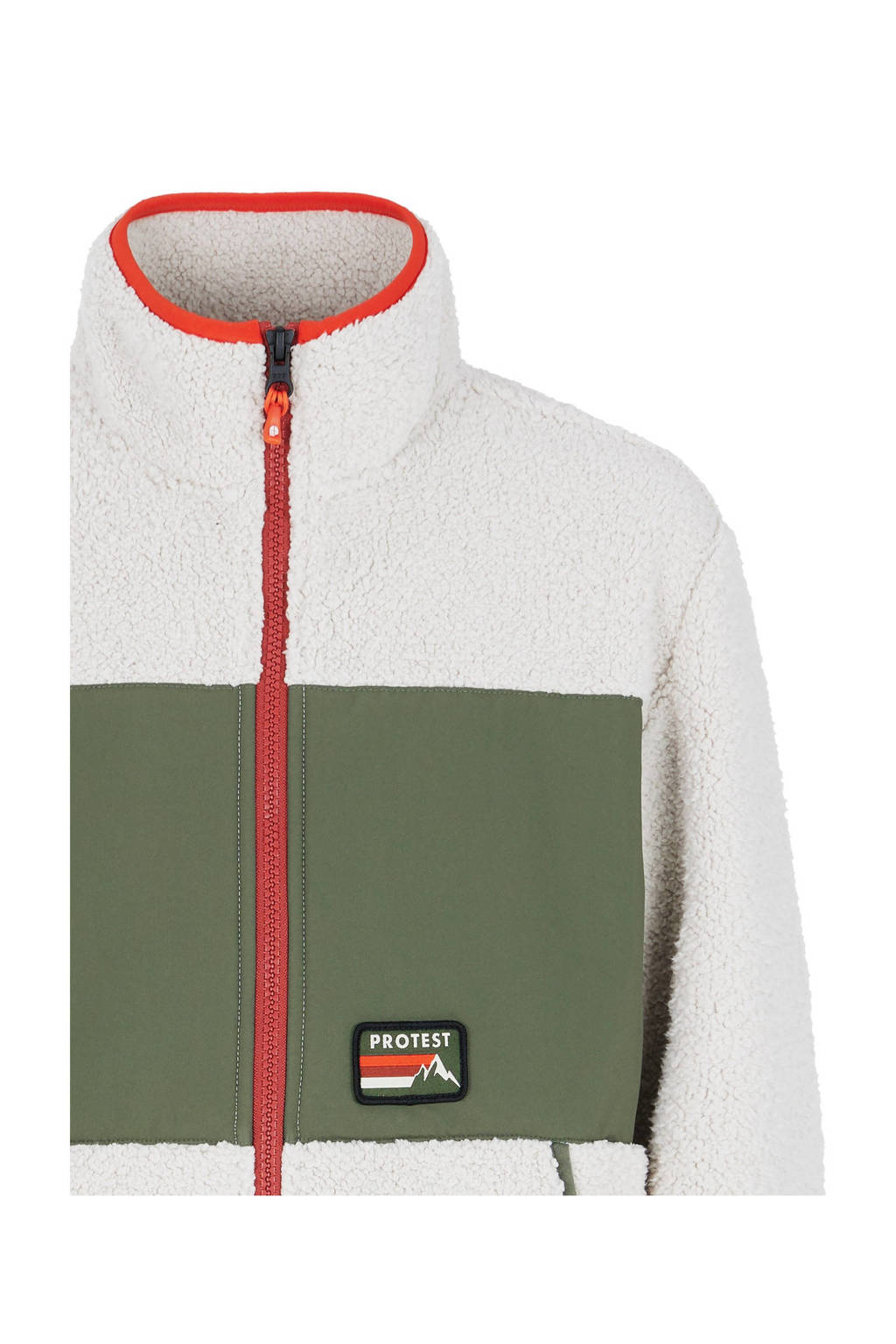 Protest fleece vest PRTBARTIS JR ecru/olijfgroen